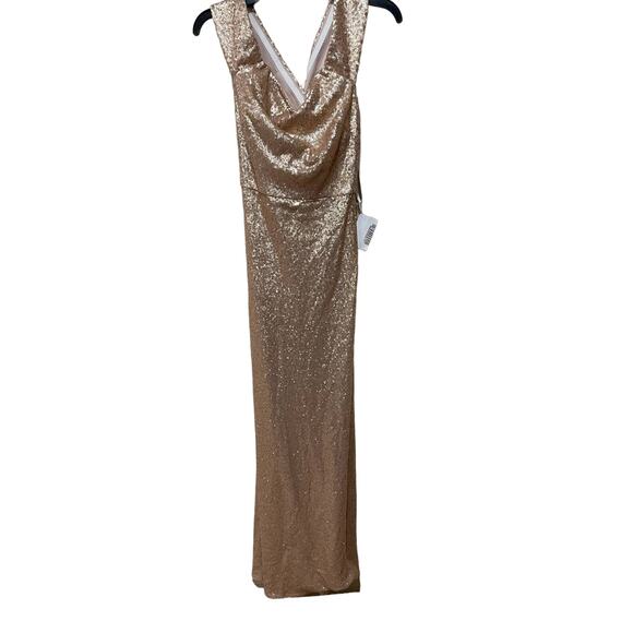 DESSY‎ COLLECTION ELLE SEQUIN DRESS IN ROSE GOLD Size 2 - Picture 5 of 6